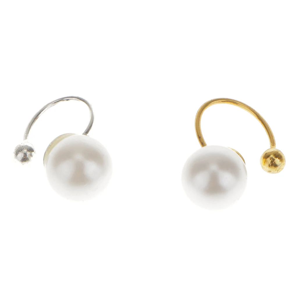 2pcs Pearl Earring Ear Bones Clip Ear Cuff Wrap No Piercing 8mm Clip On Earrings Fashion Jewelry for Women