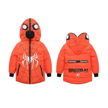 

Winter Children Spider-Man Cotton Suit With Thick Glasses Boy & Girls Cotton Jacket Fashion Kids Coats Size 120-160
