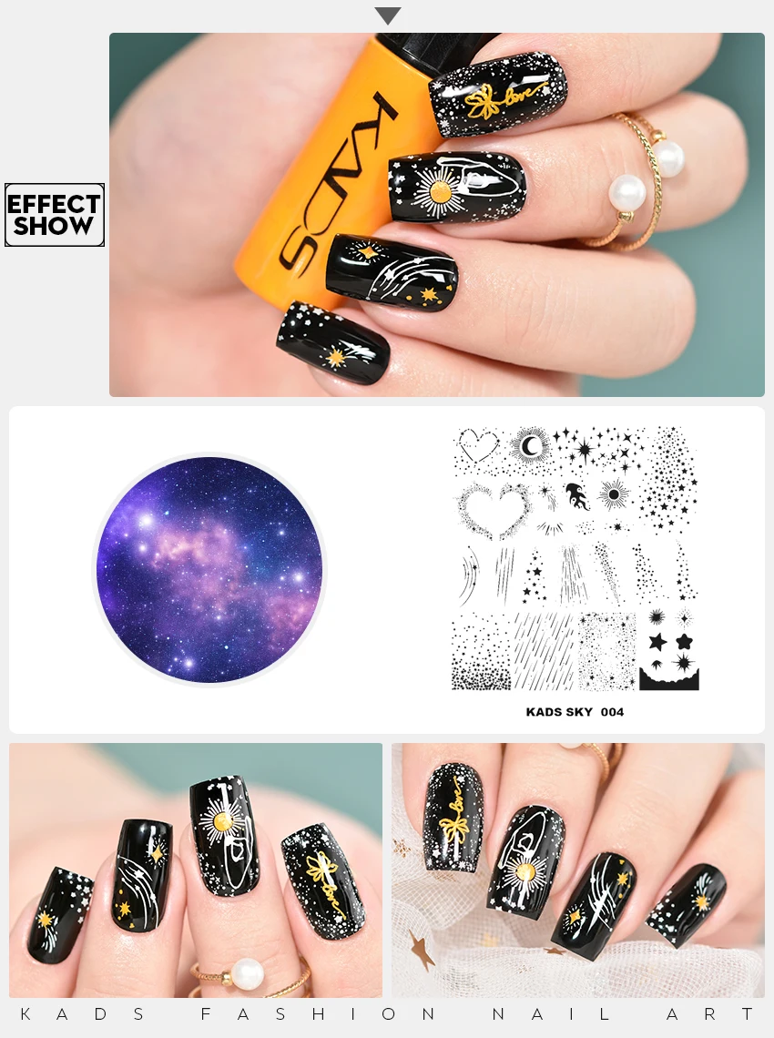 1PC Nail Art Stamping Plate Galaxy Moon Stars Image Stamp Template Stainless Steel Stencil for Manicure DIY Design Tool