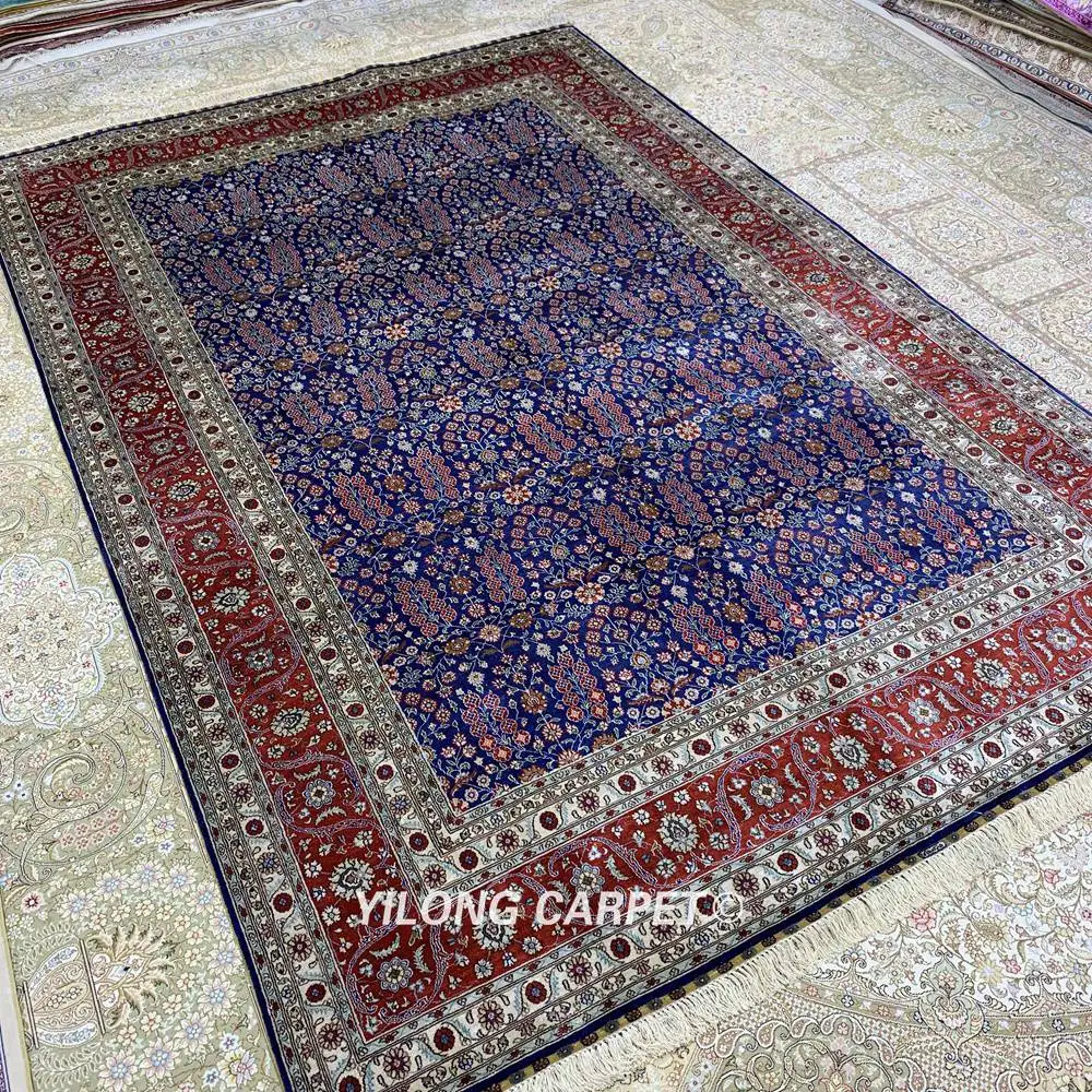 YILONG 6'x9' ручной персидский шелковый ковер синий ковер для спальни(HF367H