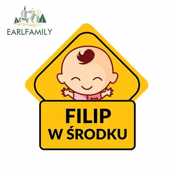 

EARLFAMILY 13cm x 12.5cm for Filip W Happy Kids Anime Graphics Personality Car Stickers VAN Waterproof Decal RV Car Assessoires