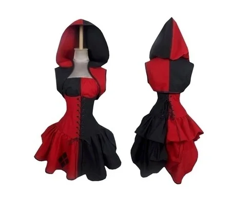 

FEECOLOR Custom Made Batman Arkham Harley Quinn Costume Dress Adult Woman's Halloween Party Cosplay Costume