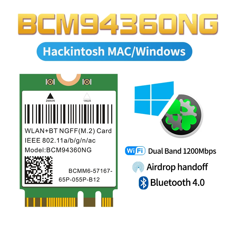 1200 Мбит/с 802.11ac WiFi BCM94360NG NGFF M.2 BCM94360CS2 5 ГГц WLAN Bluetooth 4 0 карта DW1560 для Windows Mac
