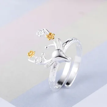 

Bohemian Ethnic 925 Sterling Silver Deer Antlers Rings for Women Bridal Wedding Vintage Finger Rings Christmas Gifts
