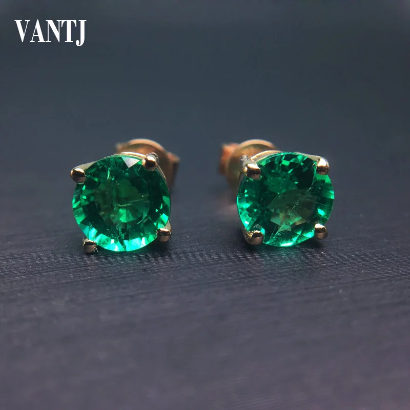 Серьги-гвоздики VANTJ из настоящего золота 14 к созданные лабораторией колумбийский
