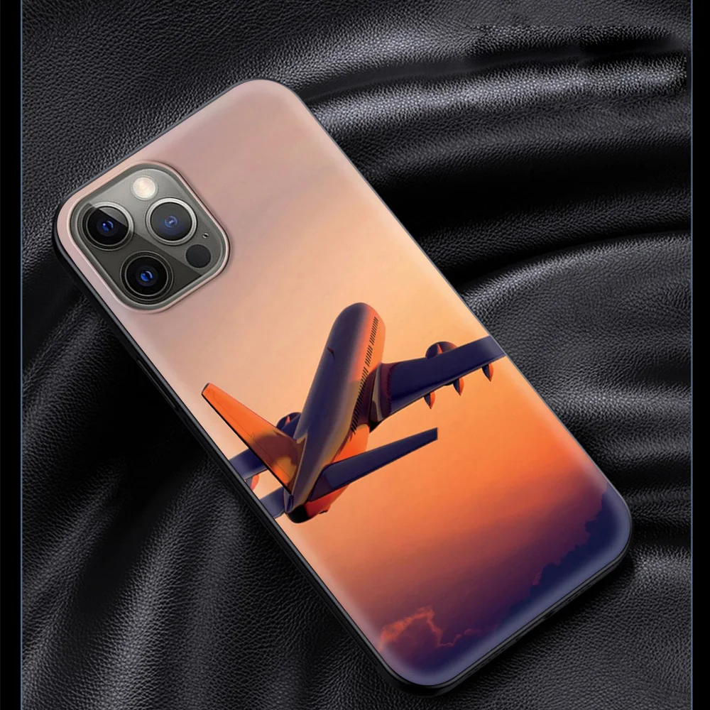 iphone 13 pro phone case travel plane Phone Case For iPhone 11 13 12 Pro Max XS XR X 8 7 6s 6 Plus 5 5S SE Black Soft TPU Fundas Coque best cases for iphone 13 pro max