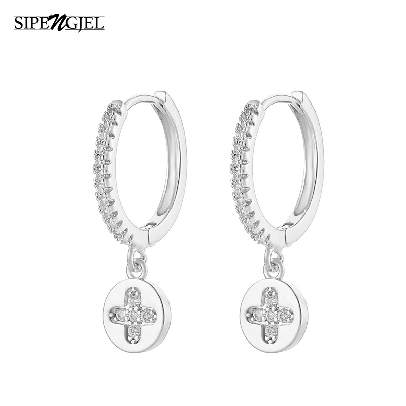 Модные четырехлистные золотые серьги кольца высокого качества Cz Кристальные для