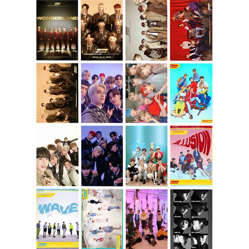 16 шт./компл. KPOP ATEEZ Aurora TREASUREEP FIN ALLTOACTION Wonderland DazzlingLight Фотокнига 52*74 мм LOMO Card FH203