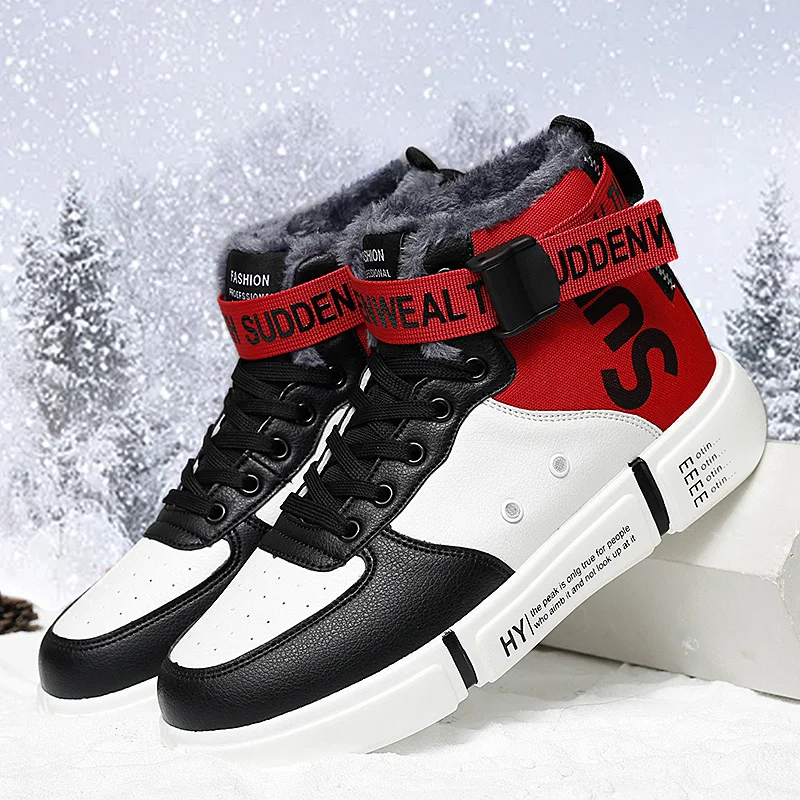 

Winter 978-1 parent-child models couple models plus velvet high-top zipper cotton shoes non-slip casual shoes