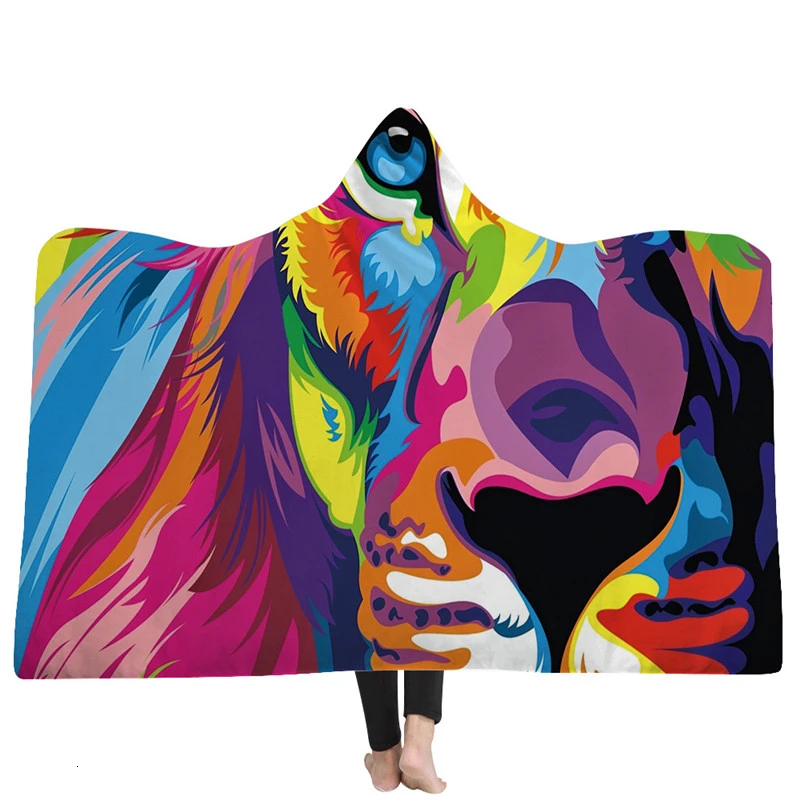 Одеяло с капюшоном с рисунком животных из мультфильмов, супер мягкое зимнее теплое одеяло для дивана, кровати, путешествий, самолета, холодостойкое одеяло с капюшоном - Цвет: Model 35