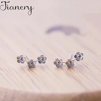 

JIANERY Ethnic 925 Sterling Silver Sweet Flower Earrings For Women Vintage Earring 2019 Female Fashion Boho Jewelry