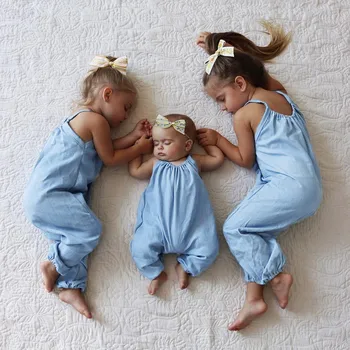 

Newborn Baby Boys Clothes Solid Color Cotton Sling Rompers Toddler Boys Girls Jumpsuit One-Piece Outfit Sunsuit Baby Clothing