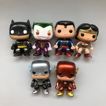 

Exclusive Original Funko pop Used DC Metallic Superman Flash Wonder Woman Batman Vinyl Action Figure Collectible Model Loose Toy