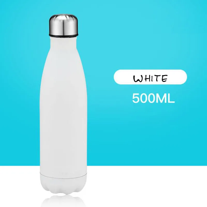 W 500 мл бутылка для воды, термос, кружка с двойными стенками, вакуумная Термокружка, Термокружка Из Нержавеющей Стали, спортивные изолированные бутылки для путешествий, гидрофляга - Цвет: W