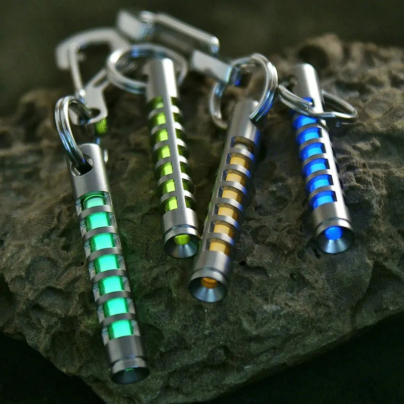 TEC-S323  S360 Bead Blasted Stainless Steel Black Diamond Carbon 3*22.5mm Self-luminating vials Keychain 5