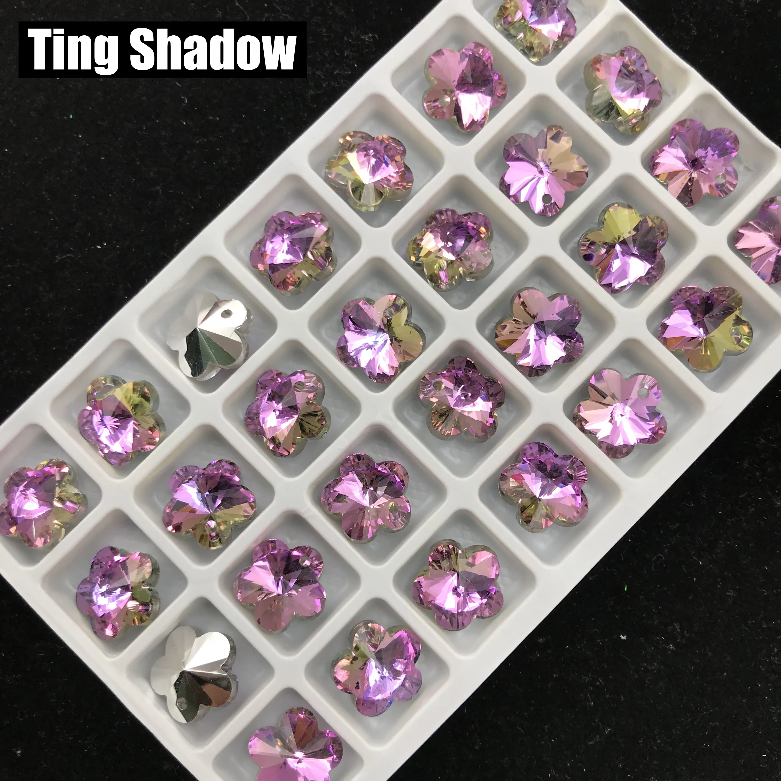 14mm 28pcs Purple light flower swarovskigem glass crystal stones single hole jewelry earrings necklace bracelet accessories