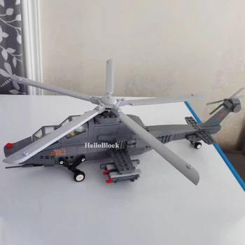 

Military Series model kit WZ10 gunship Bricks Building Blocks WZ 10 Helicopter Creator Kids Toys for Children gift 4002 304PCS