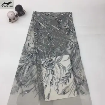 

Madison High Quality Sequins Lace Fabrics African Lace Fabric for Sewing Nigerian Sequence Fabric French Tulle Mesh Lace