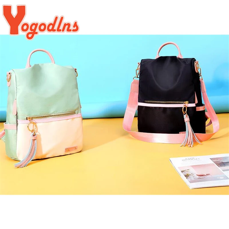 Yogodlns Fashion Backpack Women Travel Casual School Bag For Teenage Girl Female Oxford Cloth Rucksack Knapsack