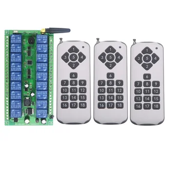 

DC 12V 24V 18 CH 18CH RF Wireless Remote Control Switch System,3 X Transmitter + Receiver,315/433MHZ,Momentary Latched Toggle