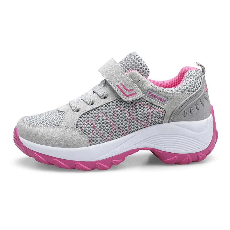 Golden Sapling Plus Size Sneakers Women Breathable Air Mesh Trainer Running Shoes Fitness GYM Lightweight Women's Sports Sneaker - Цвет: Серый