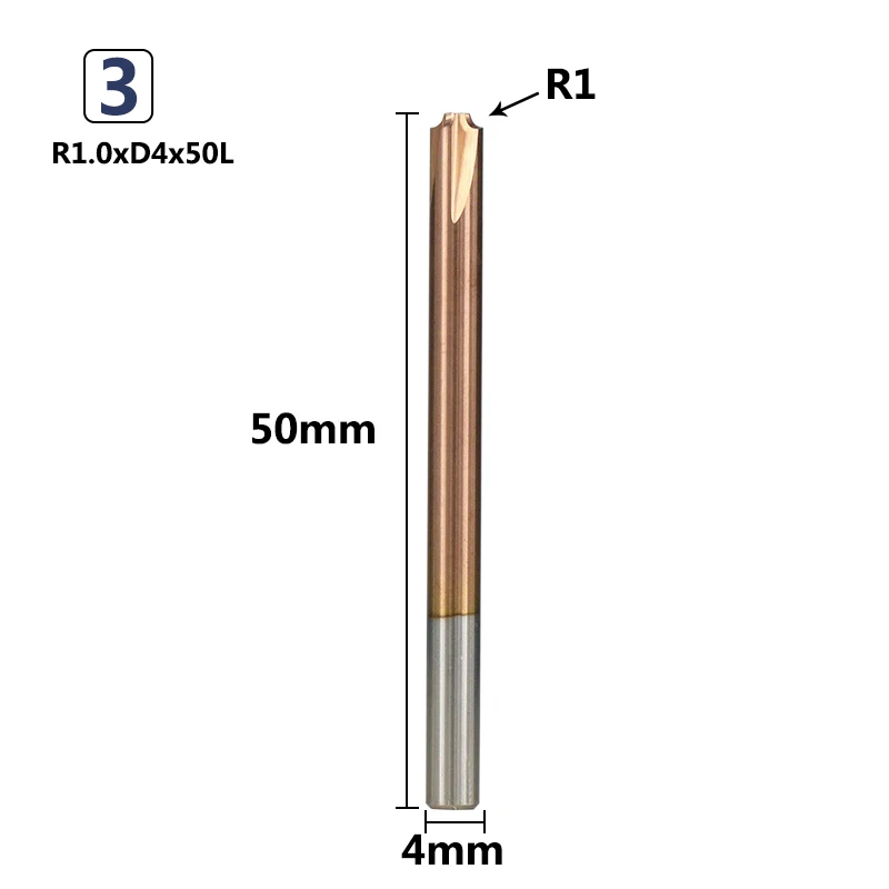 XCAN 1 шт. тикс Карбид с покрытием Концевая мельница R0.5-R5.0 угловая округление фреза ЧПУ станок роутер бит - Длина режущей кромки: R1.0xD4x50L