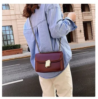 

Women's bag 2020 new ladies Korean shoulder bag messenger bag retro handbag PU leather small square bag
