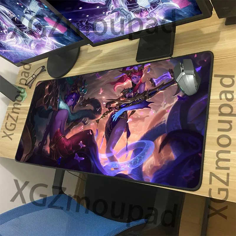 XGZ Anime Sexy Yasha Large Gaming Mouse Pad Black Lock Edge Custom Computer Desk Mat Speed Non-slip