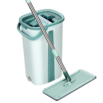 

New Automatic Flat Mop Squeeze Mop With Bucket Microfiber Mop Pads Home Cleaning Convenient Tool Wet or Dry Usage Lazy Mop