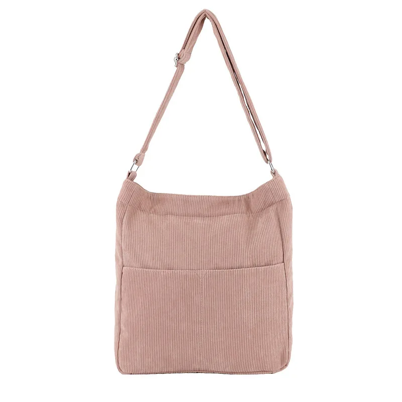 

Ougger Large Women's Shoulder Bags Crossbody Bags Summer Pink Corduroy Vintage Latest Model Tote Bag with Zipper for Shopping