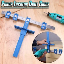 

Multifunctional Furniture Carpentry Punch Locator Drill Guide Ruler Woodworking Hole Locator Adjustable Drilling Positioner Tool