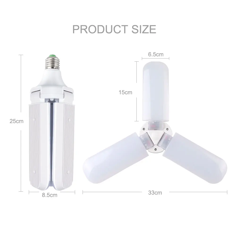 2pcs 45W Led Bulb E27 Deformable 3200LM Fan Blade Bulb Super Bright Ceiling Light For Home Shop Kitchen Led Lamp #