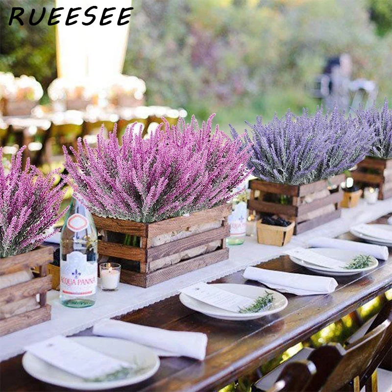 Ramo de Flores Artificiales para Boda, Plantas Falsas con Flocado de Lavanda para Interior y Exterior, Hogar, Cocina y Mesa de Oficina - Imagen 2