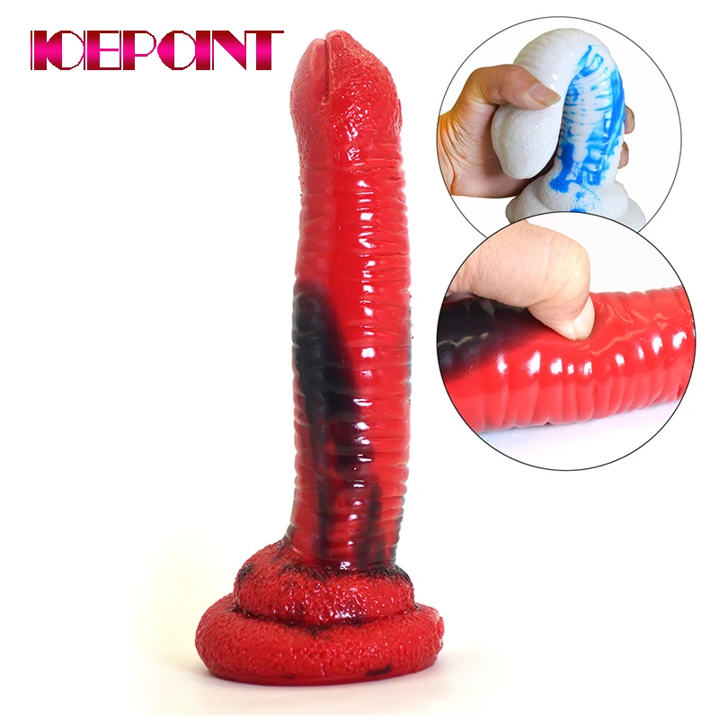 2020 New Red and Black Colorful Animal Dildo Dog Wolf Horse Fake Penis Sex Toys for Women Female Masturbate Adult Games