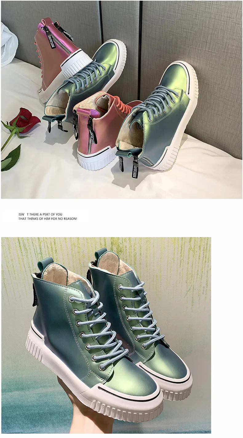 CAGILKZEL 2019 Winter Shoes Woman Boots Warm Fur Plush Sneakers Women Ankle Pink Boots Women Lace-up Ladies Shoes (14)