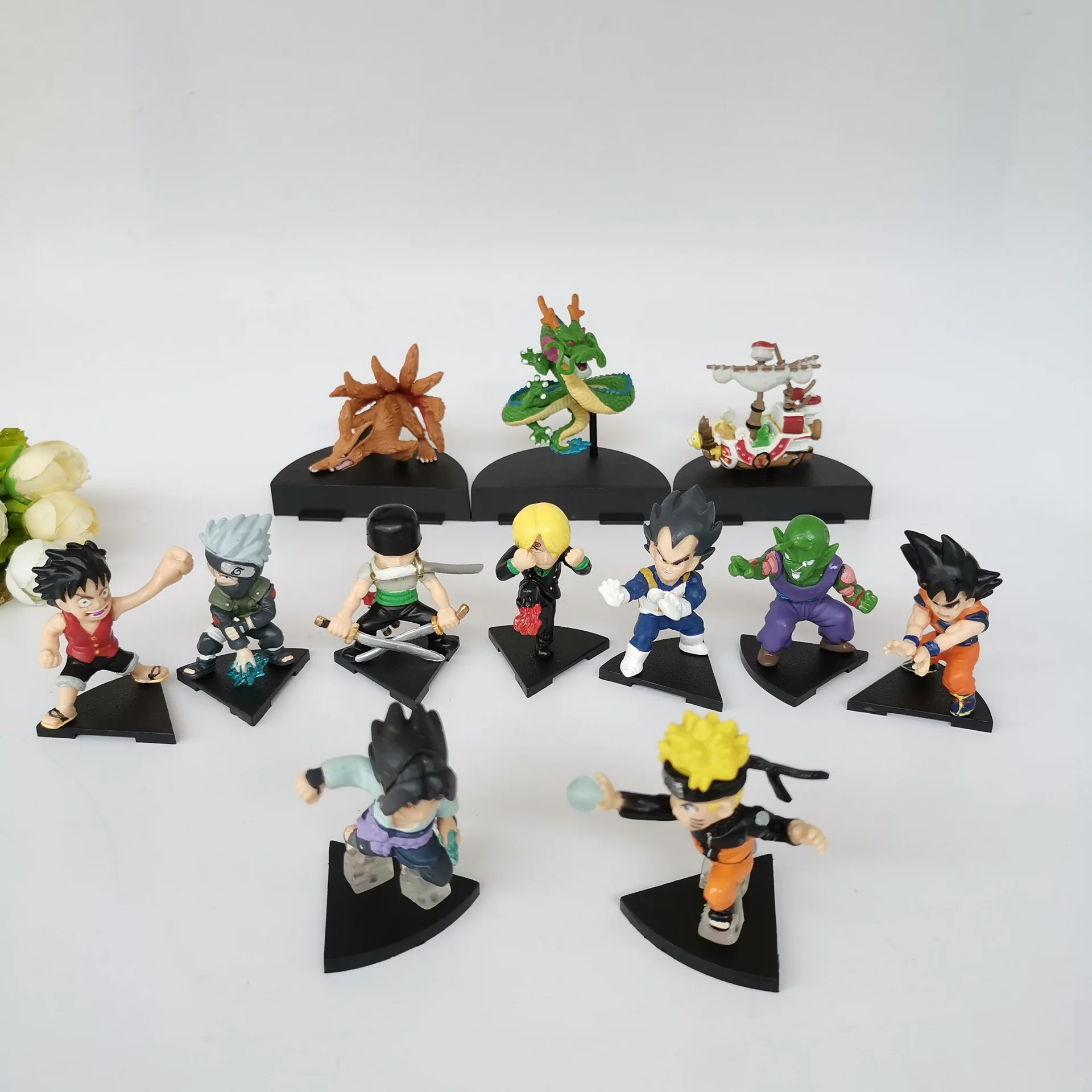12 шт./1 набор (8 см), японский мультфильм Наруто одна деталь Dragon ball Z экшн-фигурка ПВХ модель игрушки Вегета Сон Гоку обезьяна Luffy