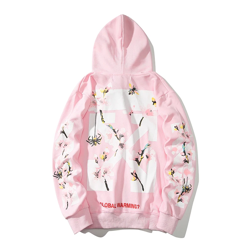 Цветы стрела 19ss Off-White OW унисекс влюбленные модели Осень Зима Хлопок Мода Повседневная Свободная Толстовка с капюшоном куртка с капюшоном