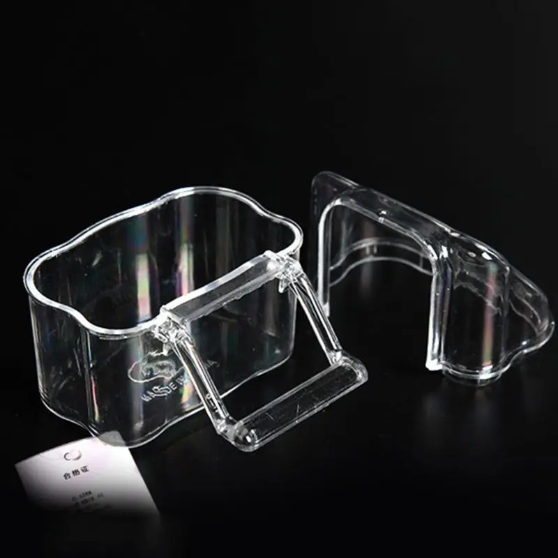 Parrot Bird Transparent Plastic Food Cup Bowl Company Clean Water Silo Waterer Box Bird Accessory for Parakeets, Canarie