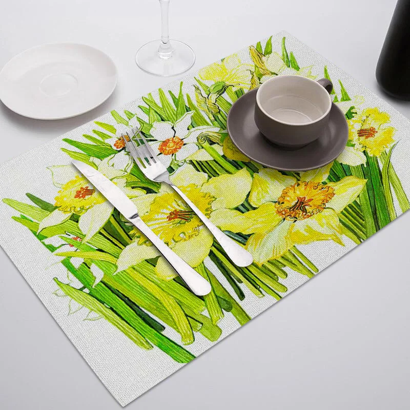 571 Fuwatacchi Oil Painting Drink Coasters Reusable Dining Table Mat Placemats for Kitchen Table Polyester or Cotton and Line Decor - Цвет: 571