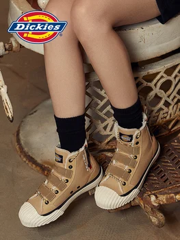 

Dickies snow Shoes for Women Winter Velvet Warm with Cotton lining Students canvas men High Boots for lovers platform sneakers