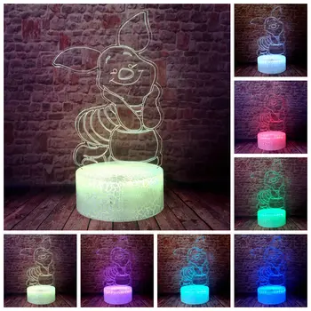 

Flashing Winnie Friend Model 3D Illusion LED Kids Nightlight Colourful Light Piglet Anime Figure Toys