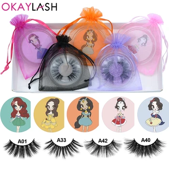

OKAYLASH Bulk Private Label Mink Fake Eyelash with Cute Clear Plastic Packaging Case Wholesale Lash Vendor Custom Logo
