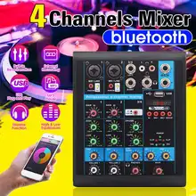 Мини 4 канала аудио микшер USB bluetooth DJ звук микшерный пульт MP3 караоке усилитель 48 В фантомное питание для KTV DJ Studio