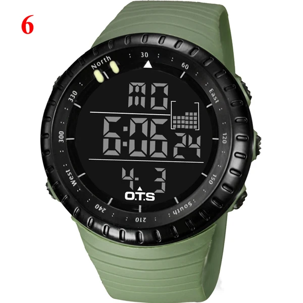 armygreen black OTS Led водонепроницаемые спортивные часы модные повседневные спортивные наручные часы для дайвинга военные электронные цифровые армейские мужские часы - Цвет: armygreen black