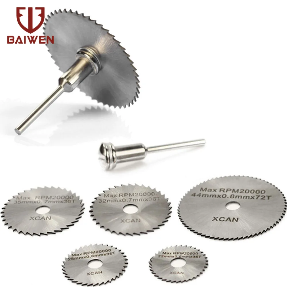 6PCS Mini HSS Circular Saw Blade Drill Rotary Tools Woodworking Cutting Discs For Metal Cutter Power Tool Mandrel Set
