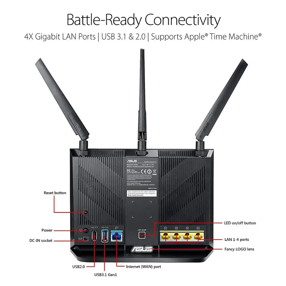 ASUS Wi Fi роутер стандарт AC2900 AiMesh 802.11AC 2 4 ГГц/5 ГГц до 9 Гбит/с|Беспроводные роутеры| |