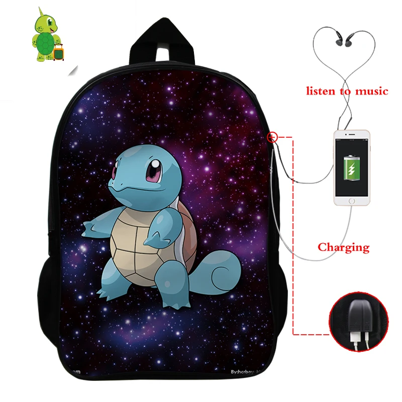 27 Рюкзак Pokemon Charizard Valor для мужчин и женщин, рюкзак для ноутбука с USB зарядкой, школьные сумки для подростков, дорожные сумки на плечо - Цвет: 27