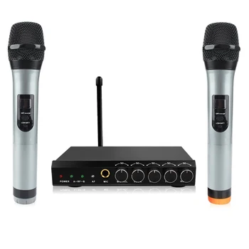 

Wireless bluetooth Microphone System VHF Dual Channels Handheld Micorphone Systems Mini Portable Singing Mixer Karaoke