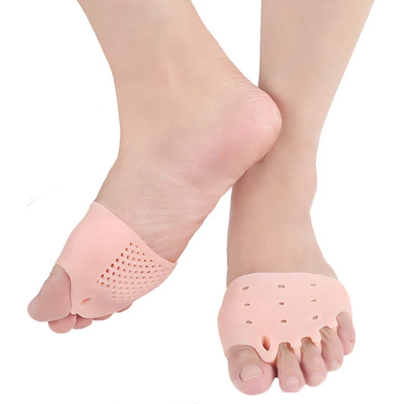 2Pcs/Pair Silicone Comfortable Toe Braces 5-holes Foot Toe Braces Orthopedic Insoles For Foot Care Solid Color Shoe Soles Pads