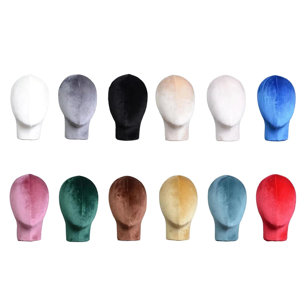 Velvet Head for Wigs Hats Glasses Dispaly Head Mannequin Head Base with mounting hole easy to fit with the most clamp